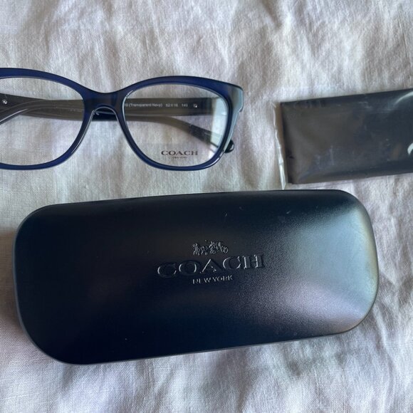 Coach Eyeglasses Frames HC6120 5110 Transparent Navy Cat Eye Full Rim 52-16-140 - Picture 2 of 6